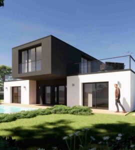 Maison toit plat container ou conteneur